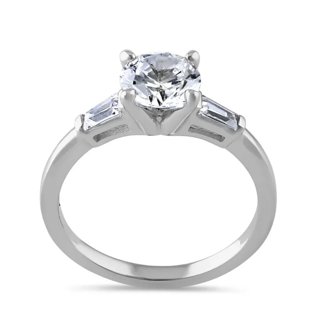 Sterling Silver Engagement Baguette CZ Ring New